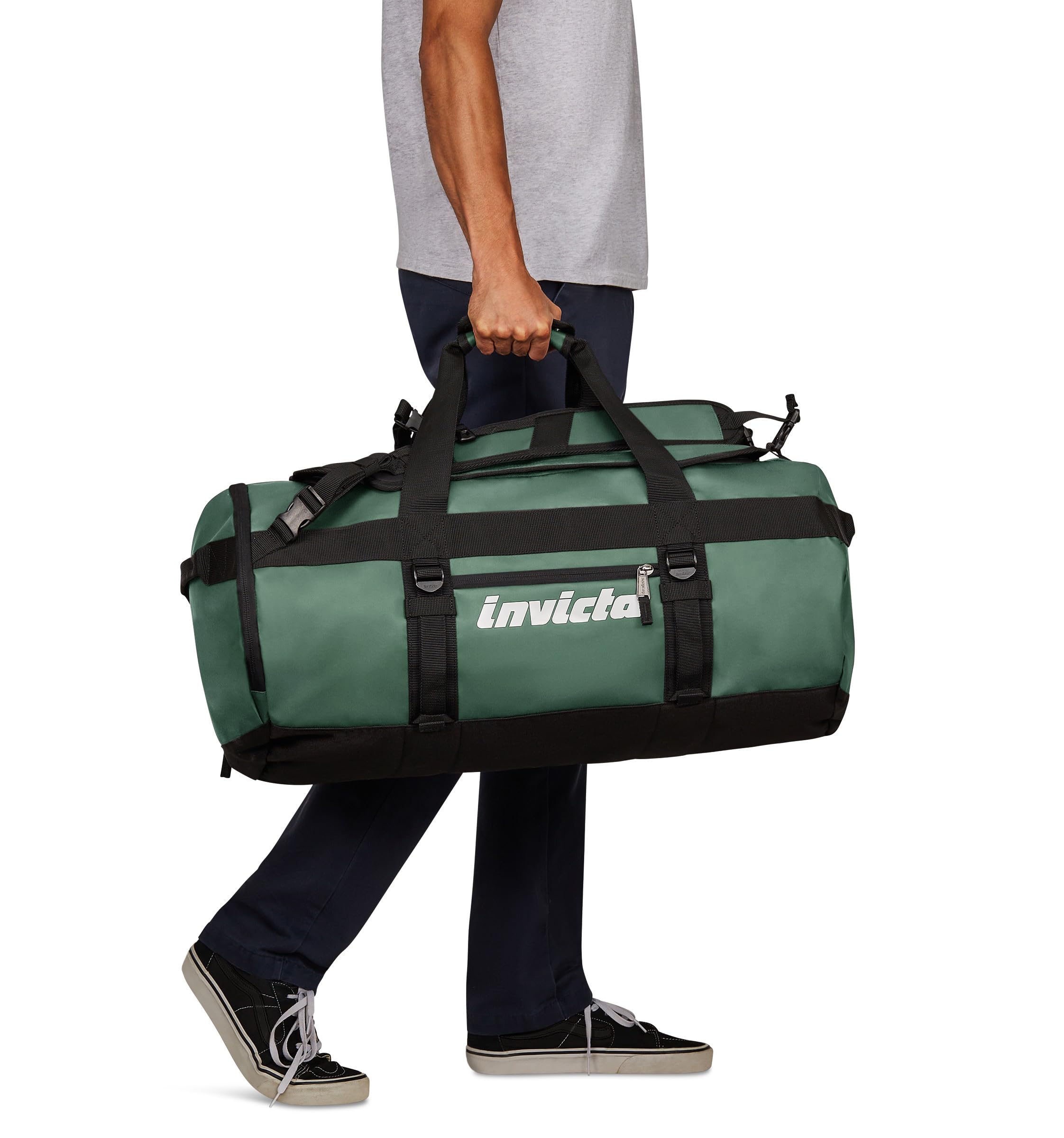 Invicta Reisetasche 70 L - 62 x 35 x 35 cm, Aufgabegepäck Reiserucksack, Sporttasche mit Schuhfach, für Urlaub und Sport, Damen und Herren, grün