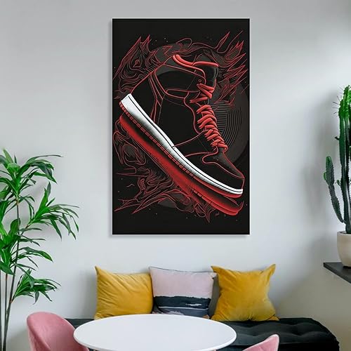 Miniatura 6 de Pósteres de zapatos negros de moda, tenis negros, impresión en lienzo para decoración de habitación de niños, cuadros e impresiones artísticas de