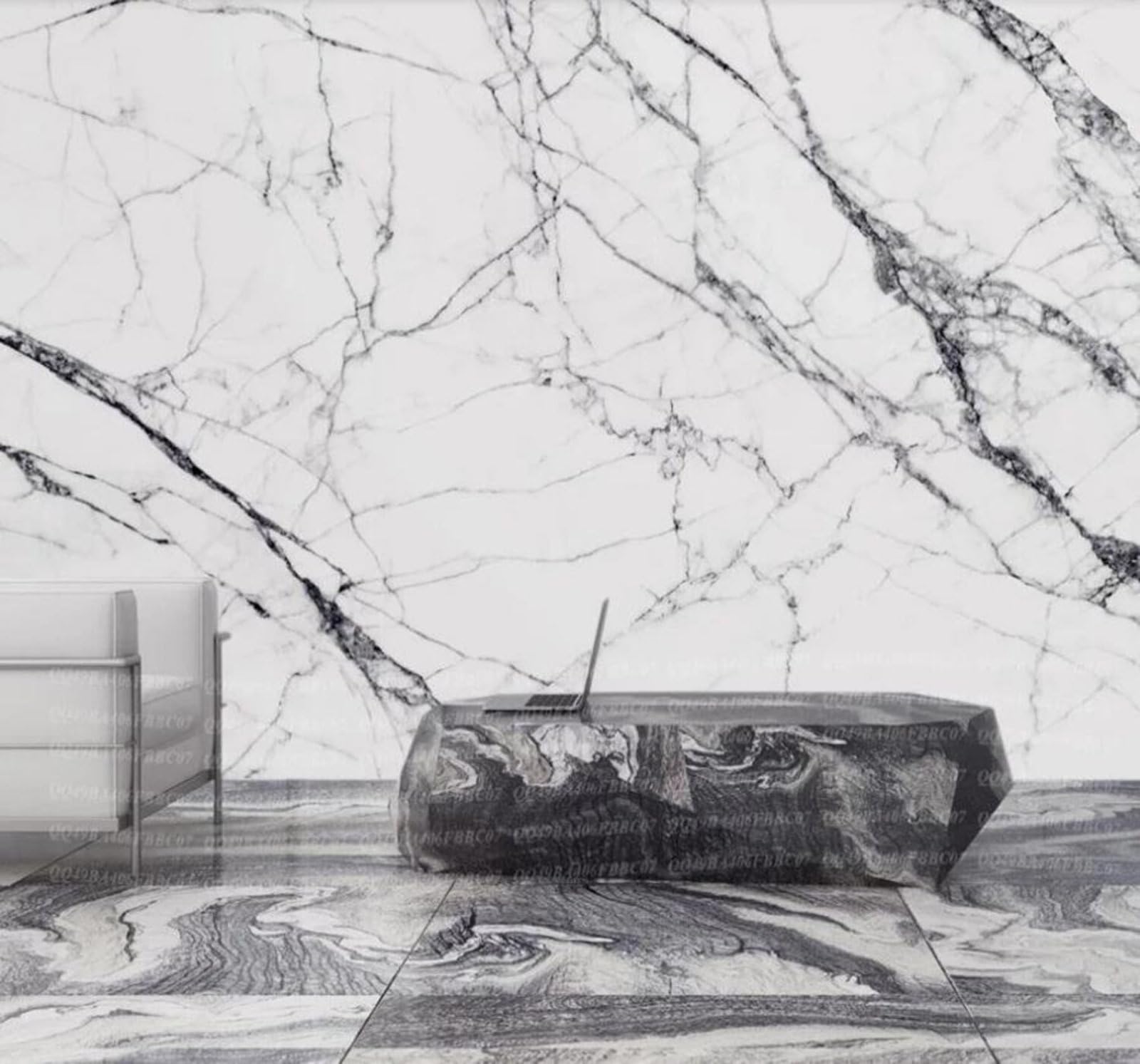 Tzxztt 400Cm×280Cm(B×H) Abstract Texture Off White Marble Decorative Modern 3D Wallpaper Premium Textured Silk Neutral Tones Material Ideal For Living Room Bedroom-400Cm×280Cm