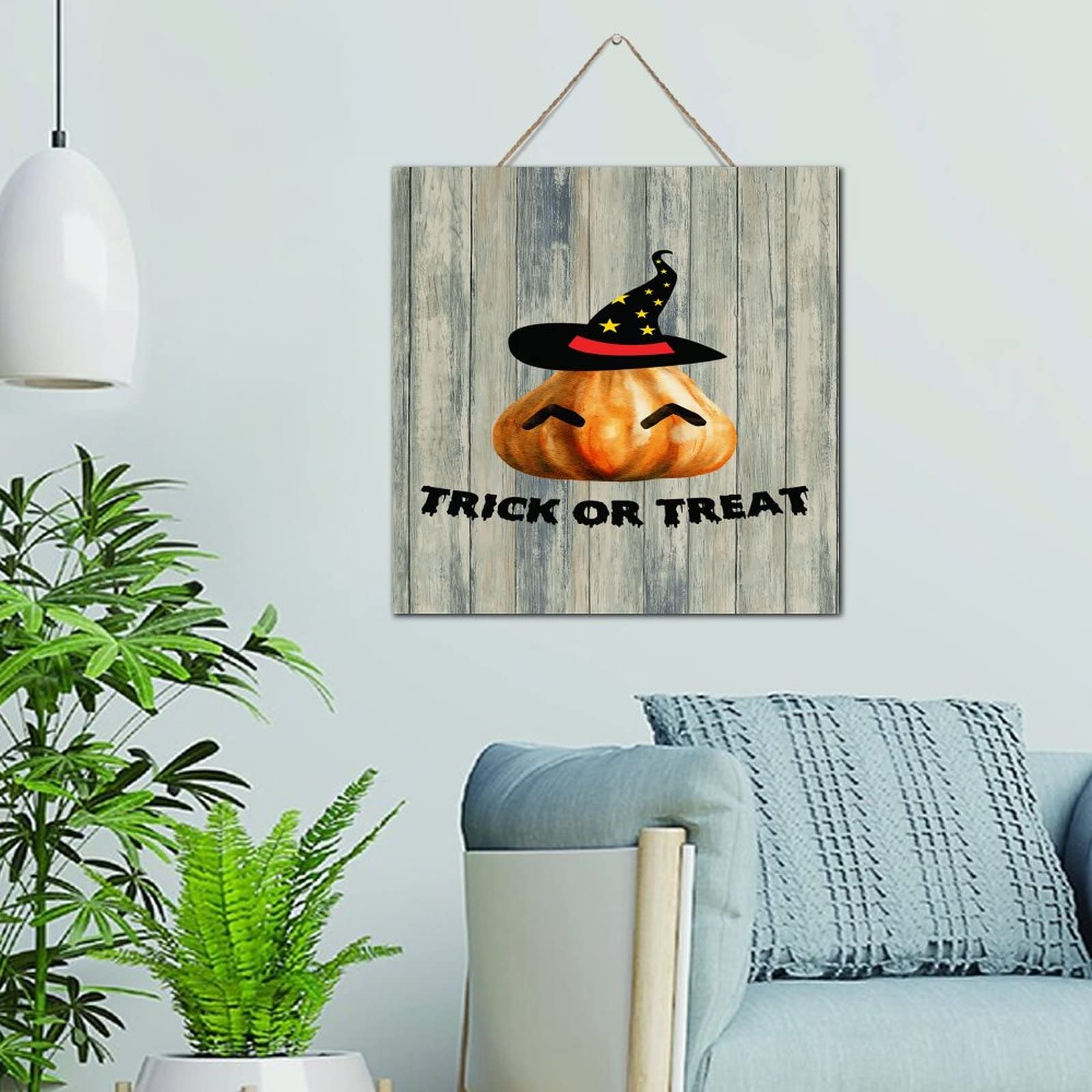 Décoration murale d'Halloween pour salon et bureau avec panneau en bois citrouille