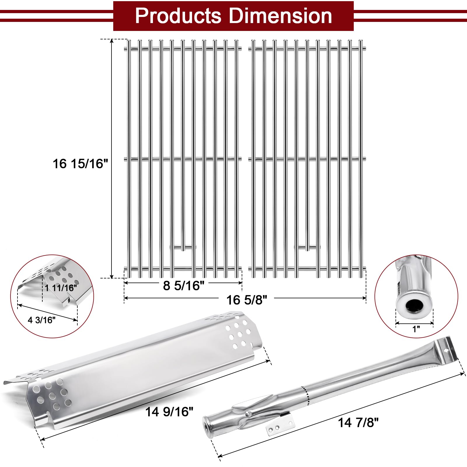 Criditpid Ersatzteile Für Nexgrill 2-Brenner 720-0864M – Heizplatten, Brenner & Grillroste Set