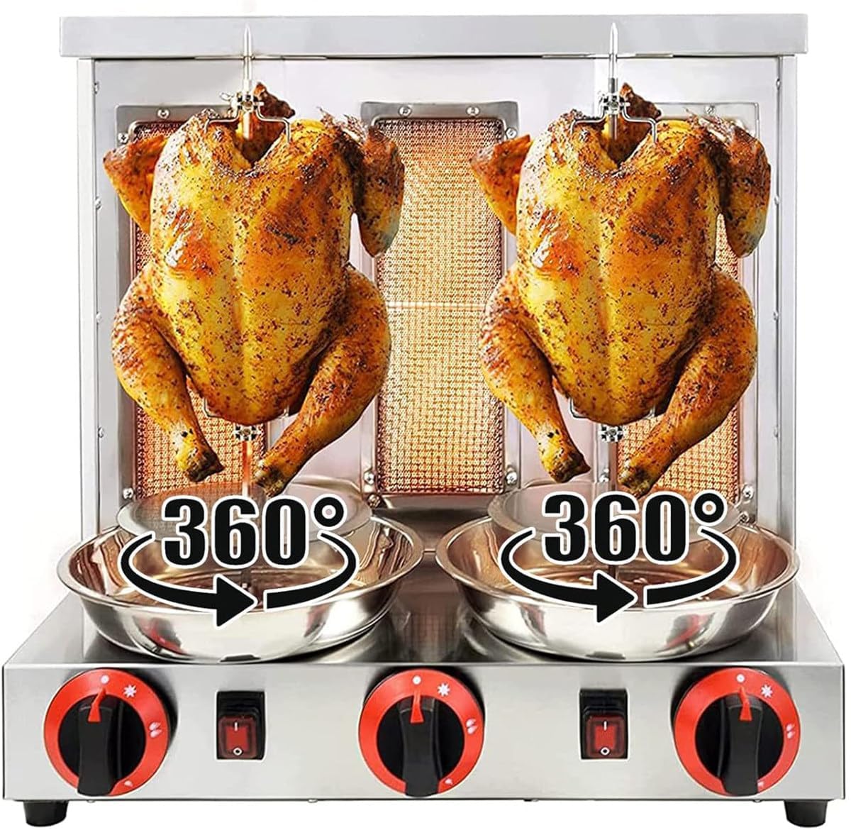Máquina de Pollo shawarma casera, asta de encimera, asador de Pollo Turco Comercial, asador Vertical con quemadores, Ajustable 300 ° C, 360 ° Rotisserie para la Cocina para el hogar del Restaurante
