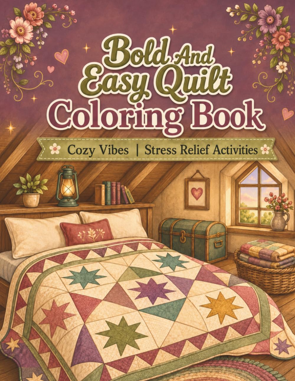 Bold And Easy Quilt Coloring Book: Cozy Vibes | Stress Relief Activities (Cozy Vintage Coloring Books)