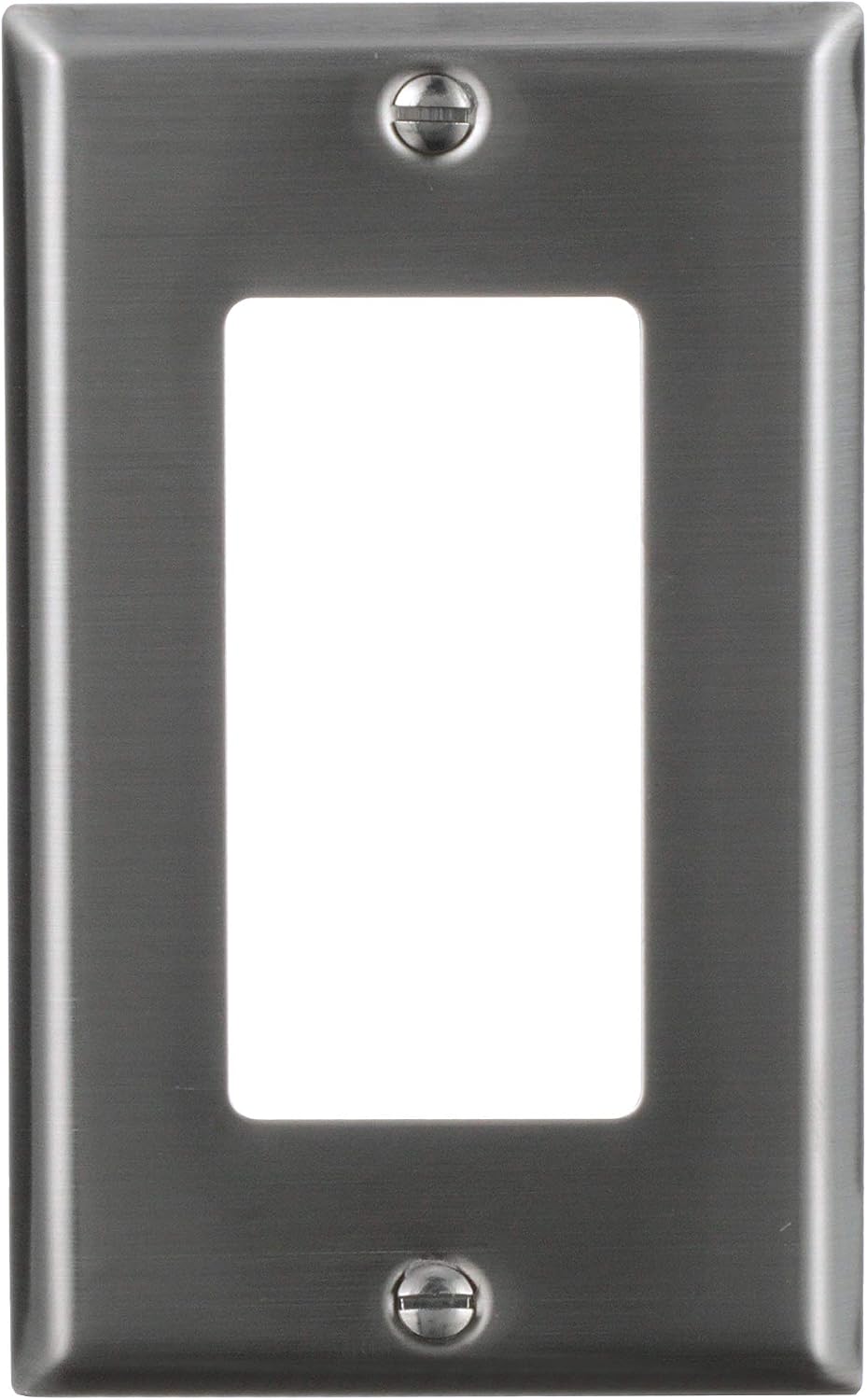 Eaton 93401 Standard Size Stainless Steel 1-Gang Decorator Wallplate, Satin Brush Finish