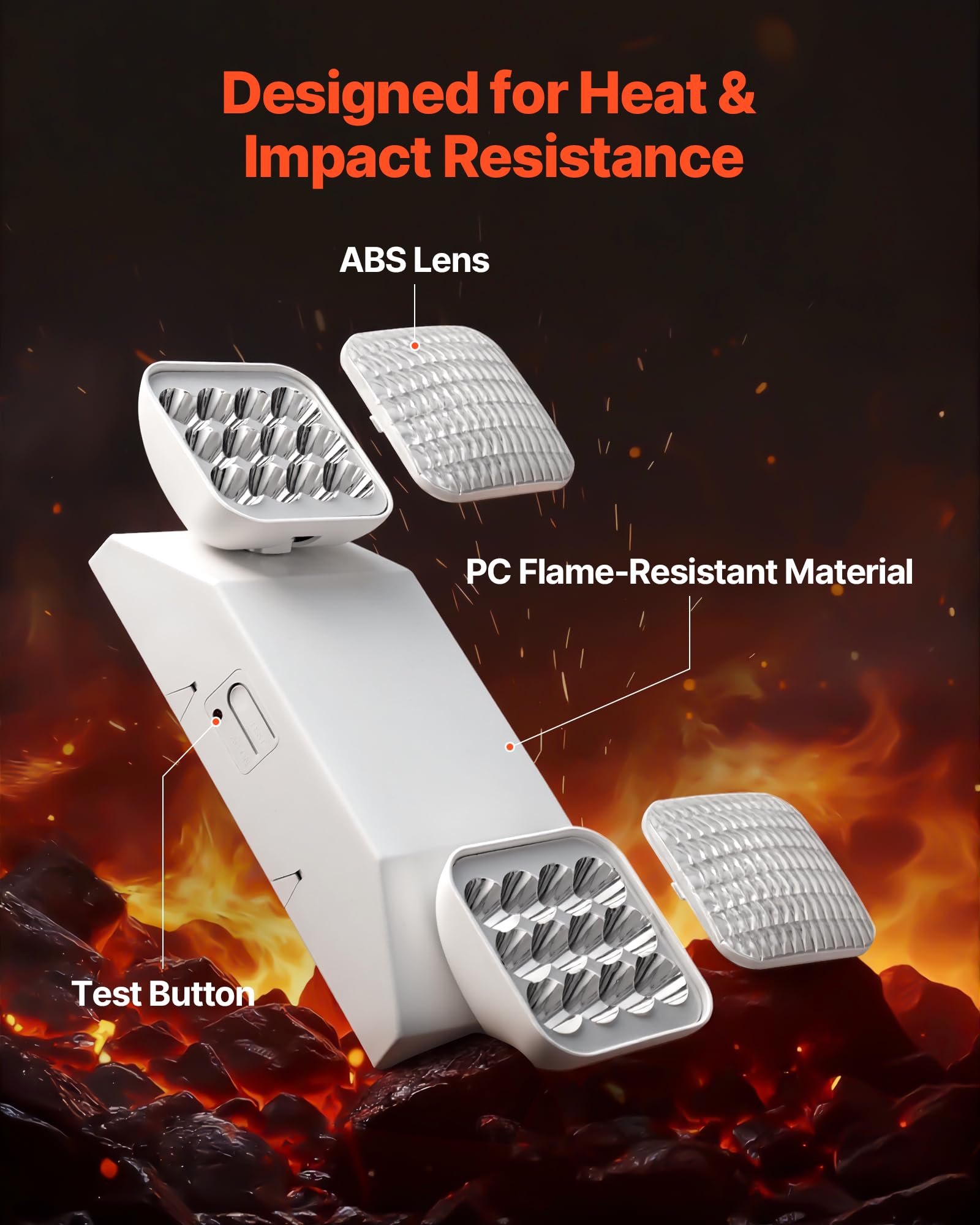VEVOR Set di Lampada Emergenza LED da Incasso da Parete, Plafoniera Emergenza Uscita da 12 pezzi, Faretti LED per Uscita da Incasso da Parete con Teste Quadrate, CA 120/277 V, Potenza Nominale 3 W
