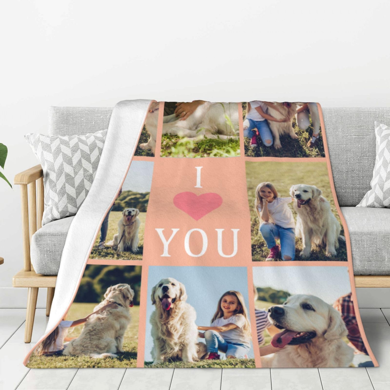 Pet Memorial Blankets Personalised, Dog or Cat Photo Blanket Throws