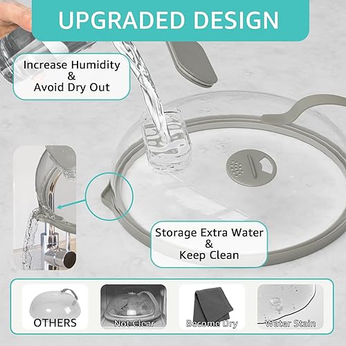 Miniatura 7 de Cubierta contra salpicaduras de microondas con vaporizador de agua para alimentos, protector de salpicaduras de microondas de vapor de 10 pulgadas