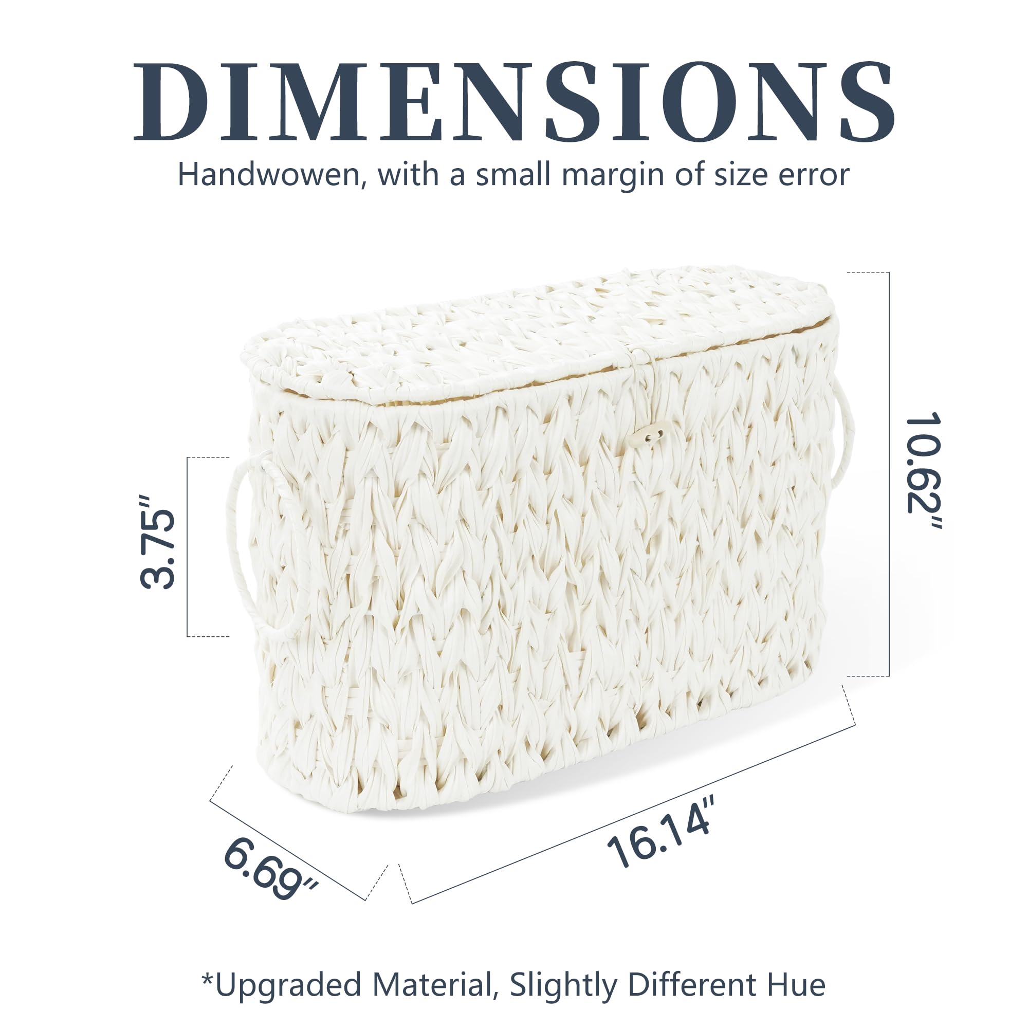 Coeusy Cesta de papel higiénico, almacenamiento de papel higiénico de mimbre con tapa, contenedor de almacenamiento de papel higiénico con asa, organizador de papel higiénico bohemio decorativo