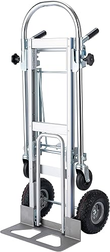 Miniatura 10 de Carrito de mano plegable y carrito de mano, carrito portátil de acero con mango telescópico y nailon y ruedas de goma, capacidad de 220 libras