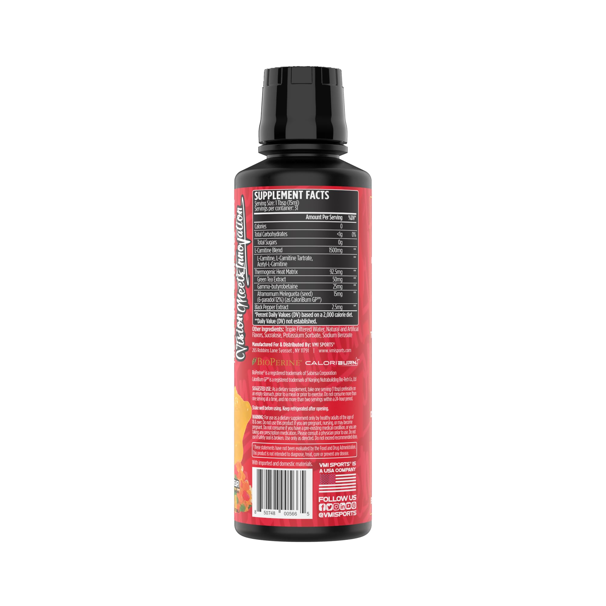 Amazon.com: VMI Sports L-Carnitine 1500 Heat Liquid Enhanced Thermogenic | 1500  mg Carnitine | Maximum Absorption Formula | Great Taste for Men & Women