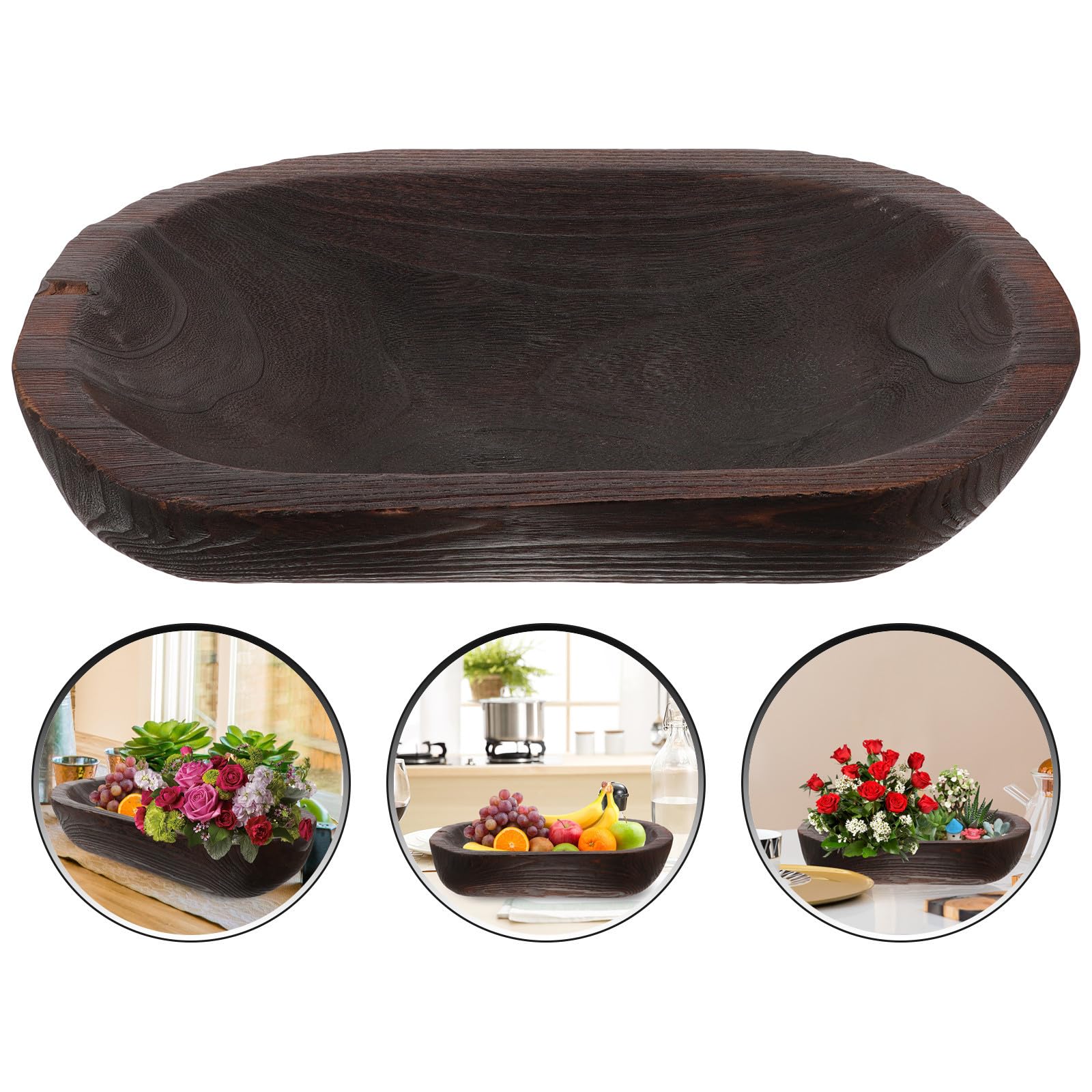 Lurrose Ciotola Decorativa in Legno Rustica per Interni Casa Design Versatile e Stile Country come Centrotavola per Decorazioni Cucina