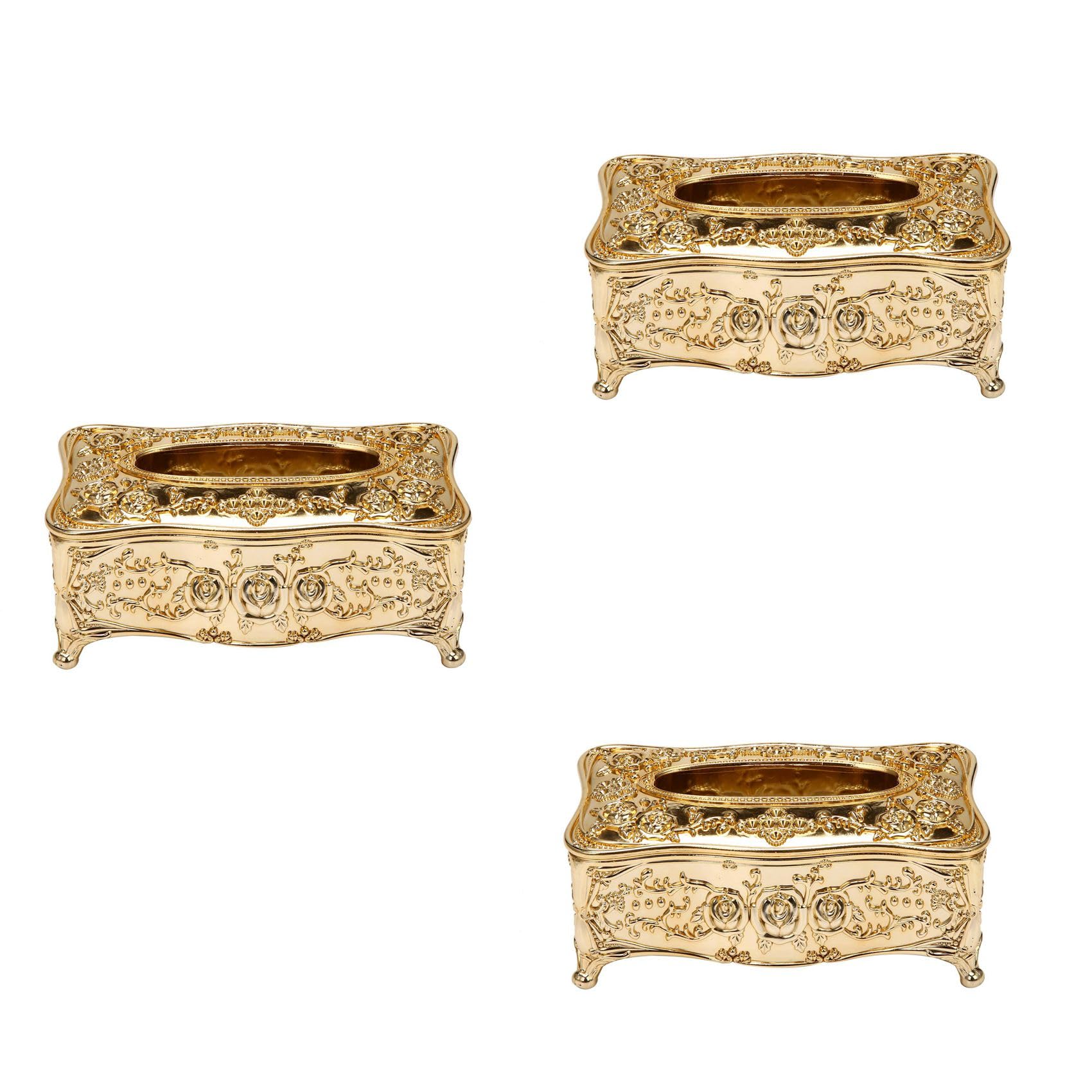 Hndhbfgrt 3X Gold Acrylic Tissue Box Hotel Restaurant Napkin Holder Household Tissue Box