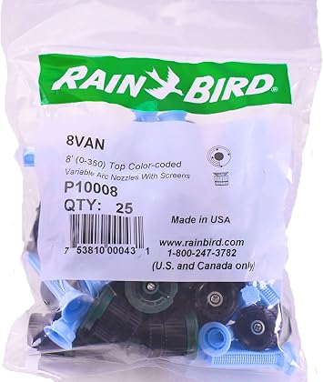 Rain Bird 8VAN Variable Arc Adjustable Sprinkler Nozzle w/Screen, 8 Foot Radius - 25 Pack