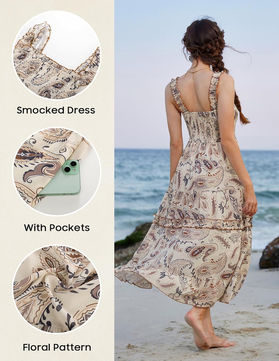SCARLET DARKNESS Floral Dress for Women 2026 Flowy Sundress Smocked Cottagecore Dresses - Image 4