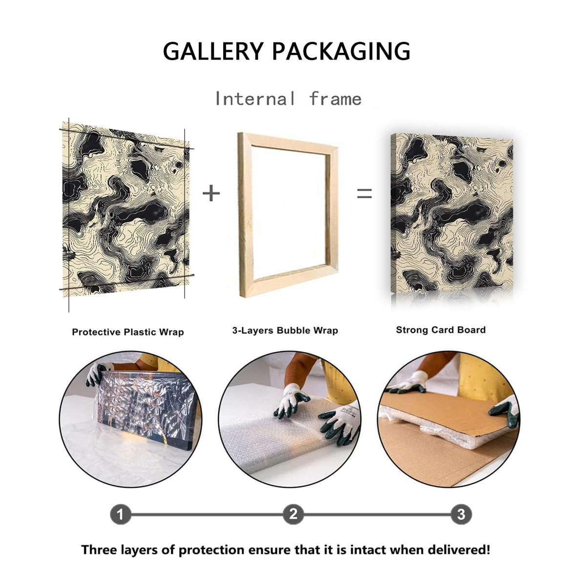 TOANGWALL Czarny Beżowy Mapa Topograficzna Płótno Sztuka ścienna Abstrakcyjne Linie Wzór Nowoczesny Minimalistyczny Zebra Fale Oprawione Mural Plakat do Salonu Biuro Wystrój korytarza 90 x 110 cm