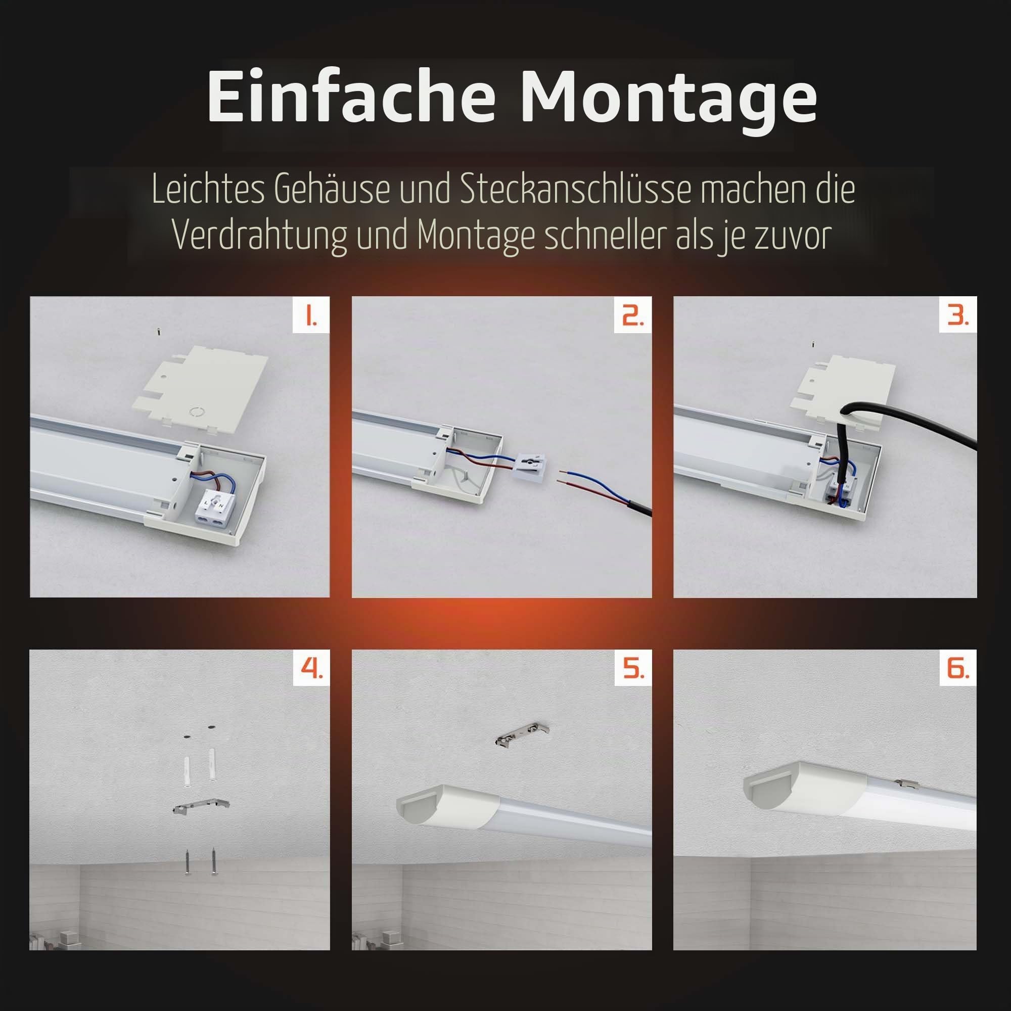 Ledvion - 10er set, Feuchtraumleuchte LED, 120cm, IP20, 30W, 120 lm/W, Neutralweiss, 4000K, Koppelbar, kellerleuchte, deckenleuchte, garagenbeleuchtung, werkstattbeleuchtung