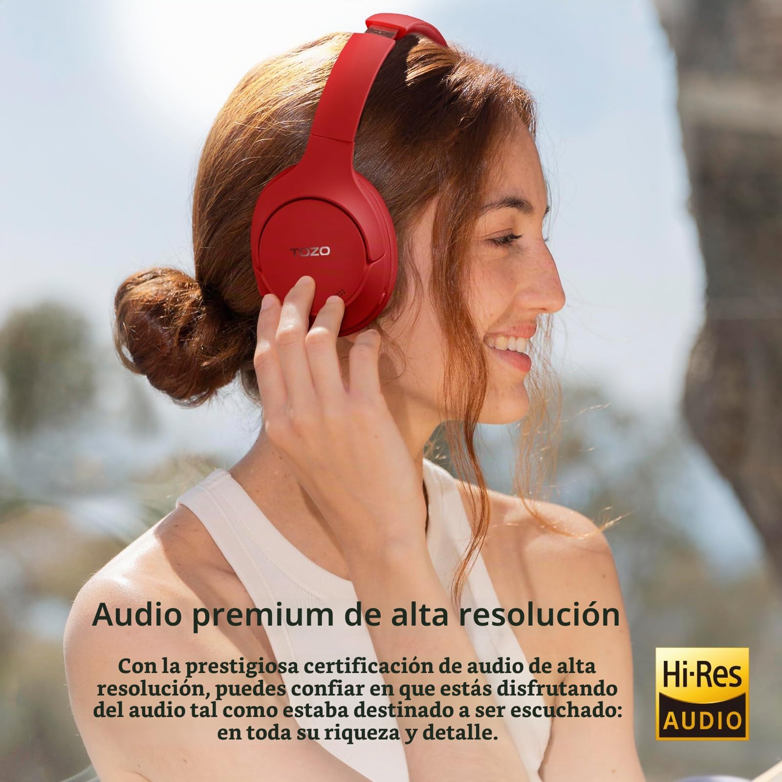 TOZO HT2 Cascos Inalámbricos Bluetooth ANC Híbrida y 60H Reproducción | ORIGX Sonido premium, 32 EQs con TOZO App, llamadas ENC nítidas, diadema ajustable, plegable portátil, conexión 3.5mm y USB-C