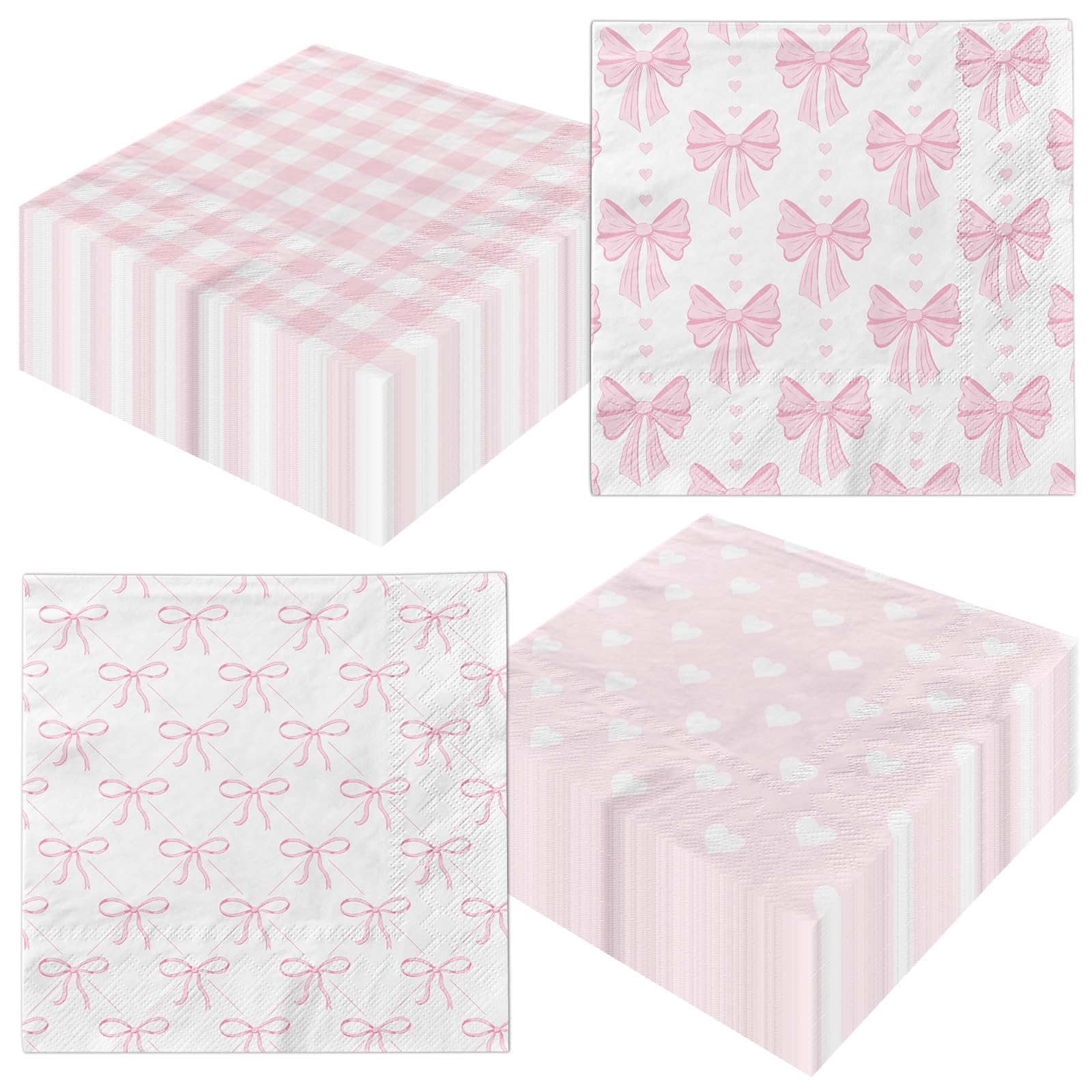 Pink Bow Decorations Napkins,40pcs Bow Paper Napkins Disposable Pink Bow Napkins for Girls Coquette Birthday Bow Party Baby Shower Supplies