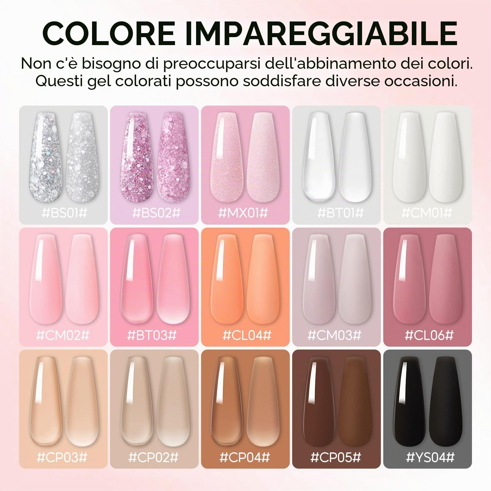 Coscelia Kit Ricostruzione Unghie 15 colori 16ml Gel Ricostruzione Unghie con 6W Lampada Unghie, 30ml Slip Solution, Base e Top coat Semipermanente, Kit Unghie Completo per Principianti