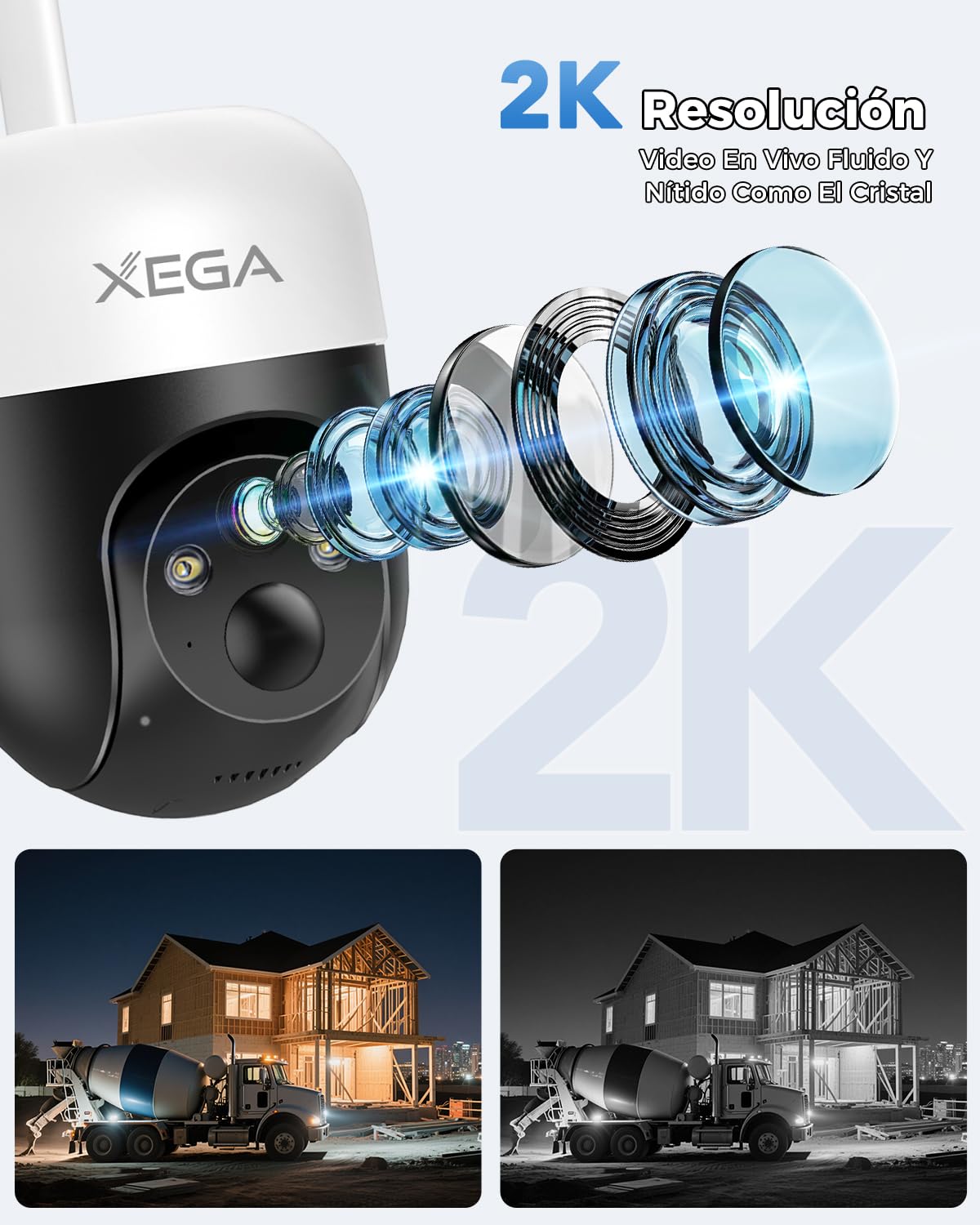 Xega Cámara Solar 4G Exterior con Tarjeta SIM Sin WiFi PTZ 2K 3MP