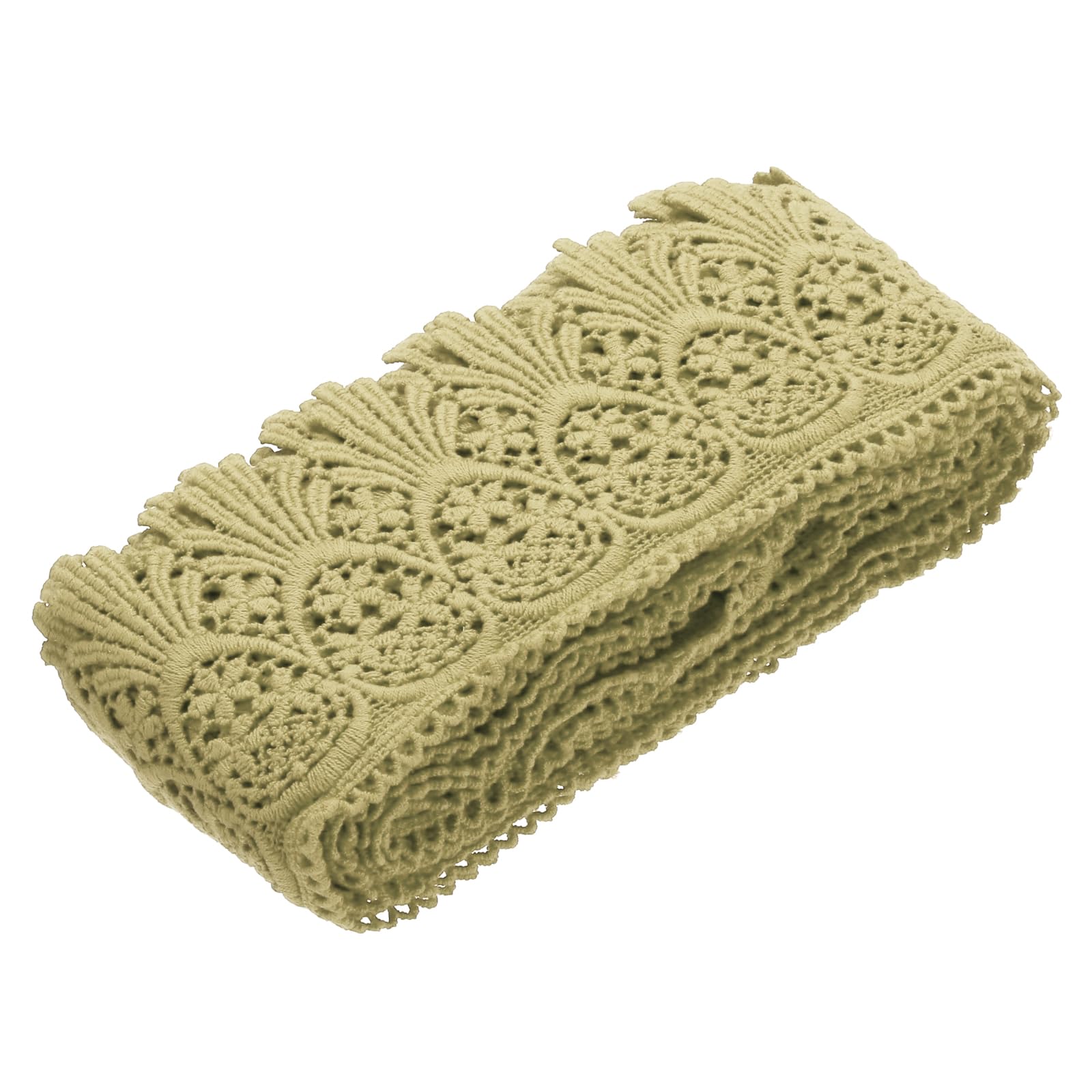 sourcing map Cotton Lace Trim Vintage Crochet 3inch x 3yard Coffee Stretch Lace Edge Ribbon for DIY Scrapbooking Clothes Curtain Slipcover Fabric — image 1