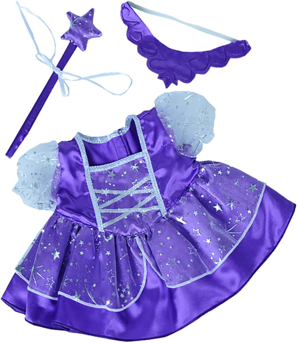 Purple Fairy Princess Dress w/Wand Teddy Bear Clothes Fits Most 14"-18" Build-a-Bear and Make Your Own Stuffed Animals