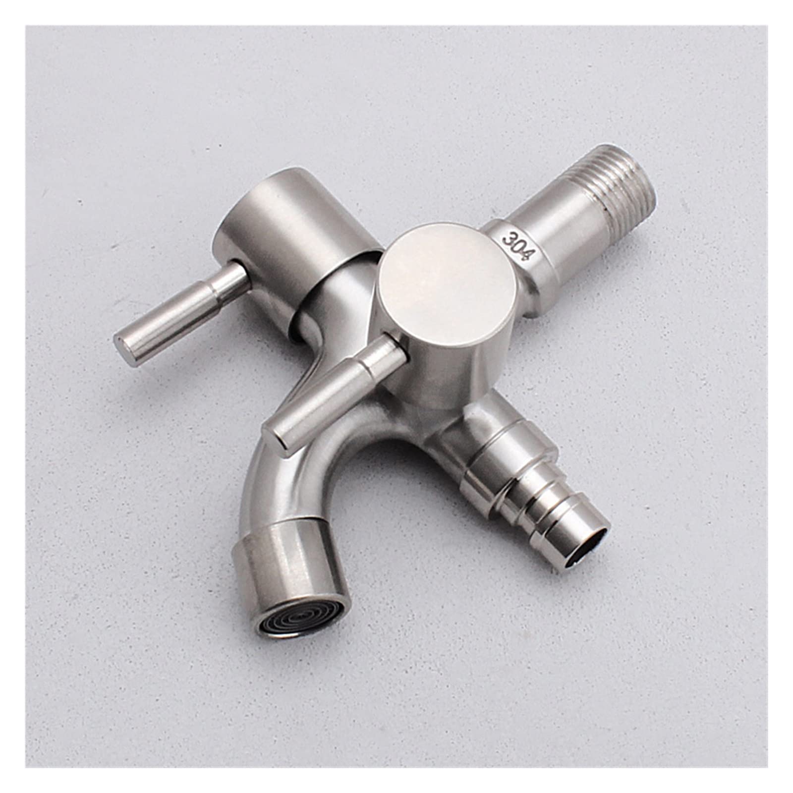 Grifo de acero inoxidable para lavadora, grifo multifuncional de 1 entrada y 2 salidas, grifo doble para jardín, baño, cocina, fregona (A2)