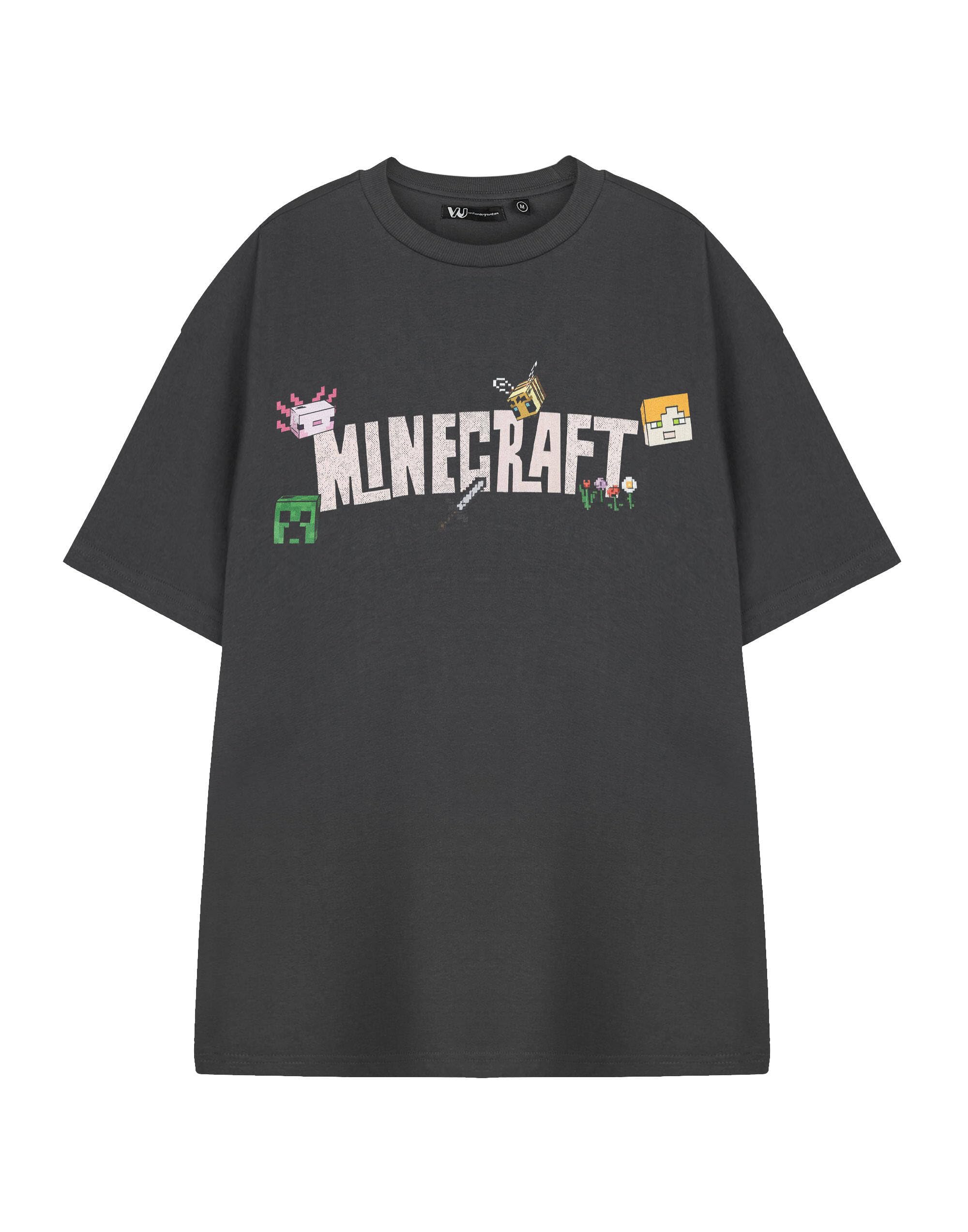 Vanilla Underground Women's Grey Minecraft Logo Short Sleeved T-Shirt - Small