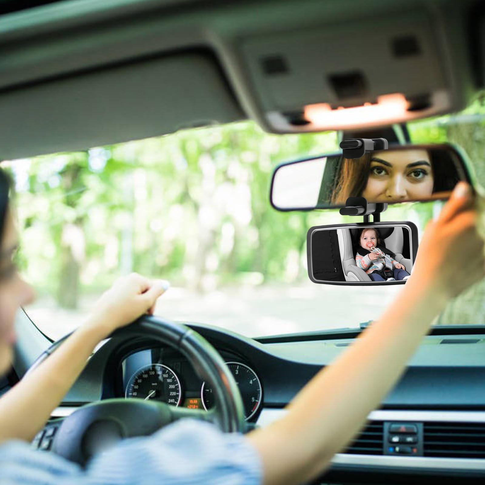Espejo de Coche para Bebe, Rotación 360° Espejo Retrovisor Bebe Coche, Espejo de Cristal, Instalación Sencilla, Espejo para Coche para Seguridad de los Asientos Trasero