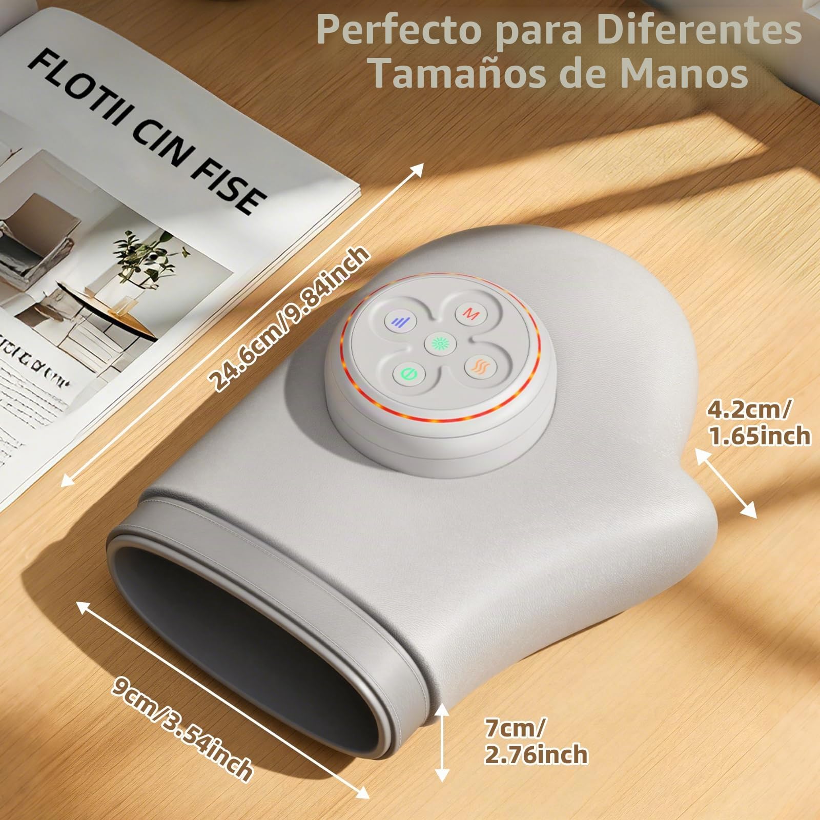 Masajeador de Manos Eléctrico Prisag con Calor, 3 Modos y 5 Niveles Intensidad, Compresión de Aire para Artritis y Túnel Carpiano, Alivio del Dolor, Regalo Ideal para Mujeres, Padres y Abuelos, Gris