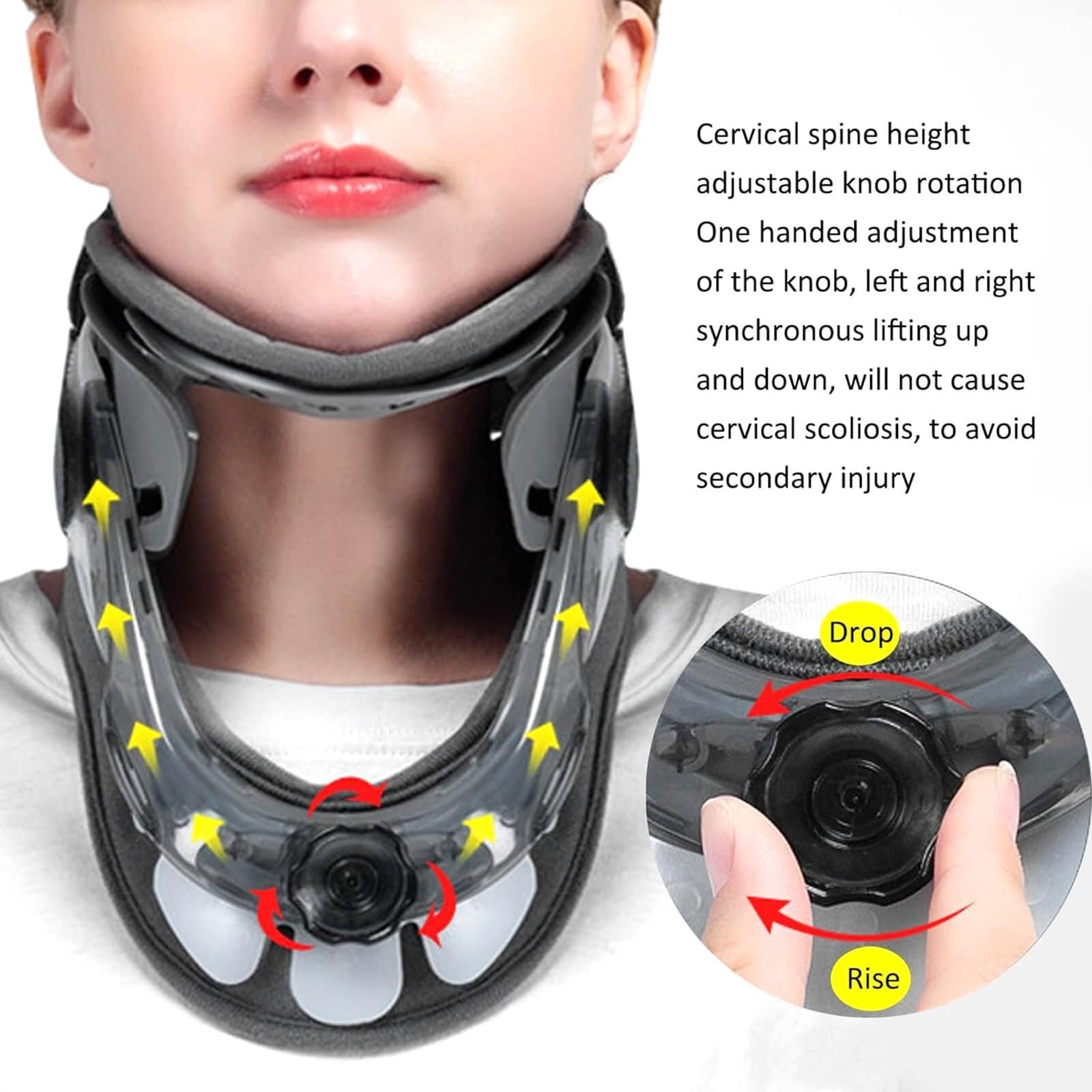 X&Z-XAOY Collarín Ajustable Collarín Cervical Transpirable Y Ajustable En Altura De 6 Velocidades Diseño Abierto para Descompresión Cervical Tracción Cervical