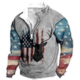 Aztec Ethnic Hoodies For Men Tribe Graphic 1/4 Zip Collared Pullover Vintage Big and Tall Casual Sweatshirts