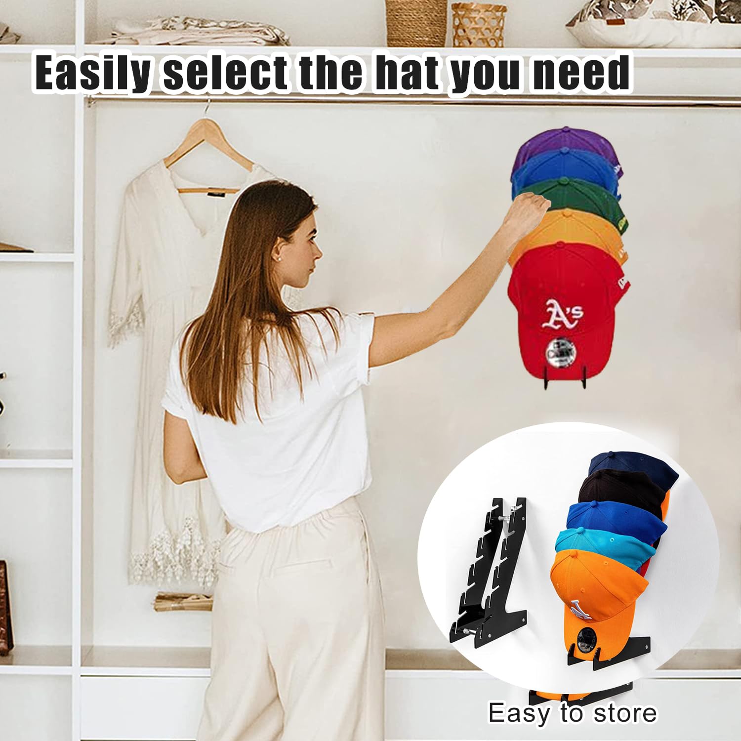 Mkono Baseball Cap Hat Organizer Hat Holder for 10 Baseball