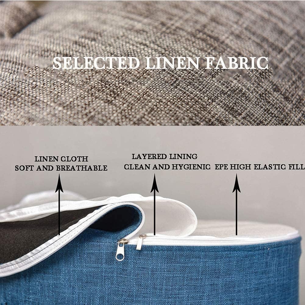 Round Footstool Pouf, Small footrest Pouf for Sitting, Handle Design for Easy Removal