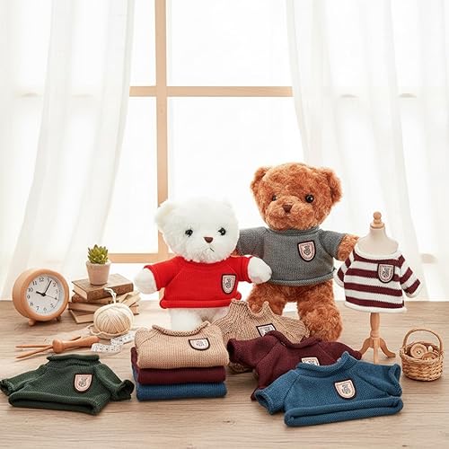 Miniatura 6 de Sratte 8 piezas de ropa para muñecas de peluche, ropa para osos de peluche, lindos accesorios para muñecas de peluche, suéter para oso, atuendo para