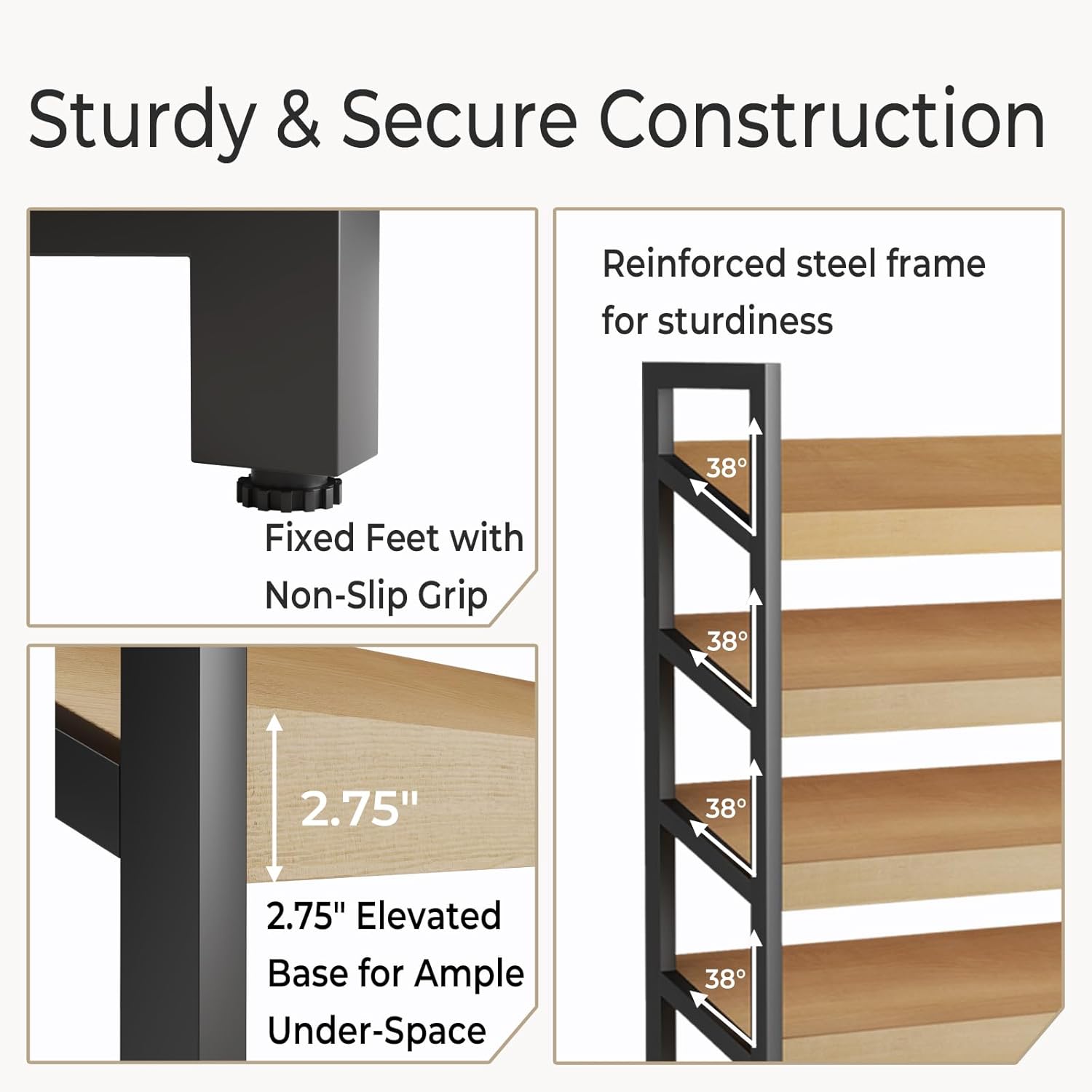 Floor-Standing Magazine Rack 6 tier, Newspaper Holder 38° Slant, Book Display Shelf, Brochure Display Stand for Exhibitions Shopping Malls Hospitals Offices School (Black)