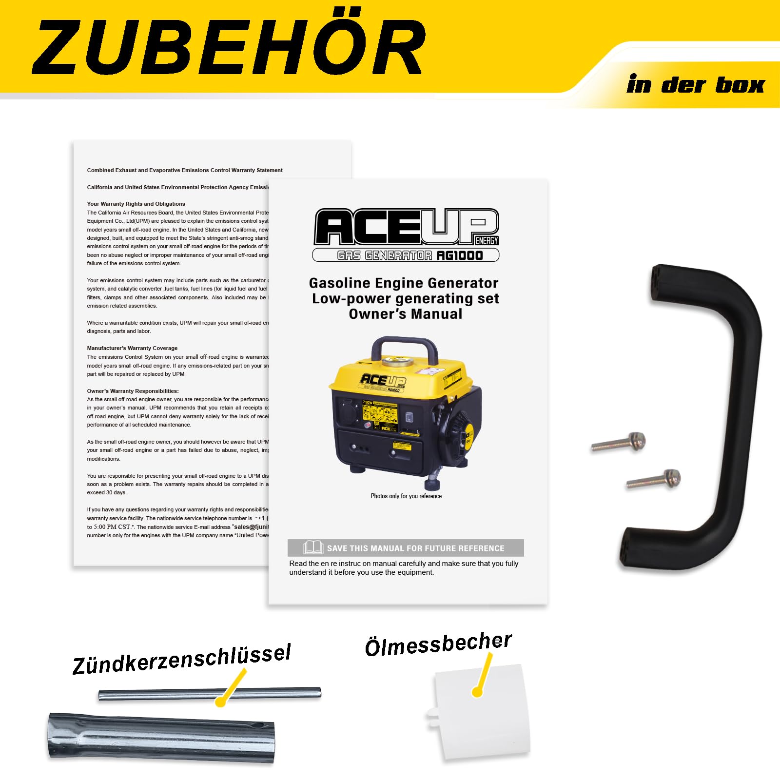 Aceup Energy - Generador eléctrico a gasolina con toma de corriente de 230 V, 750 W