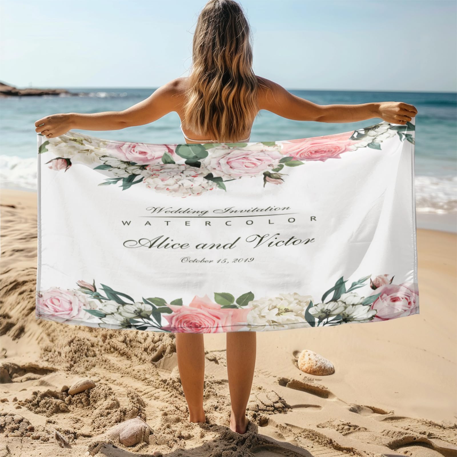 Telo Mare Microfibra 210x230 Rosa Verde Telo Spiaggia Grande Antisabbia,XXL Asciugamano Mare, Asciugatura Rapida, Stuoia Spiaggia Leggero E Portatile