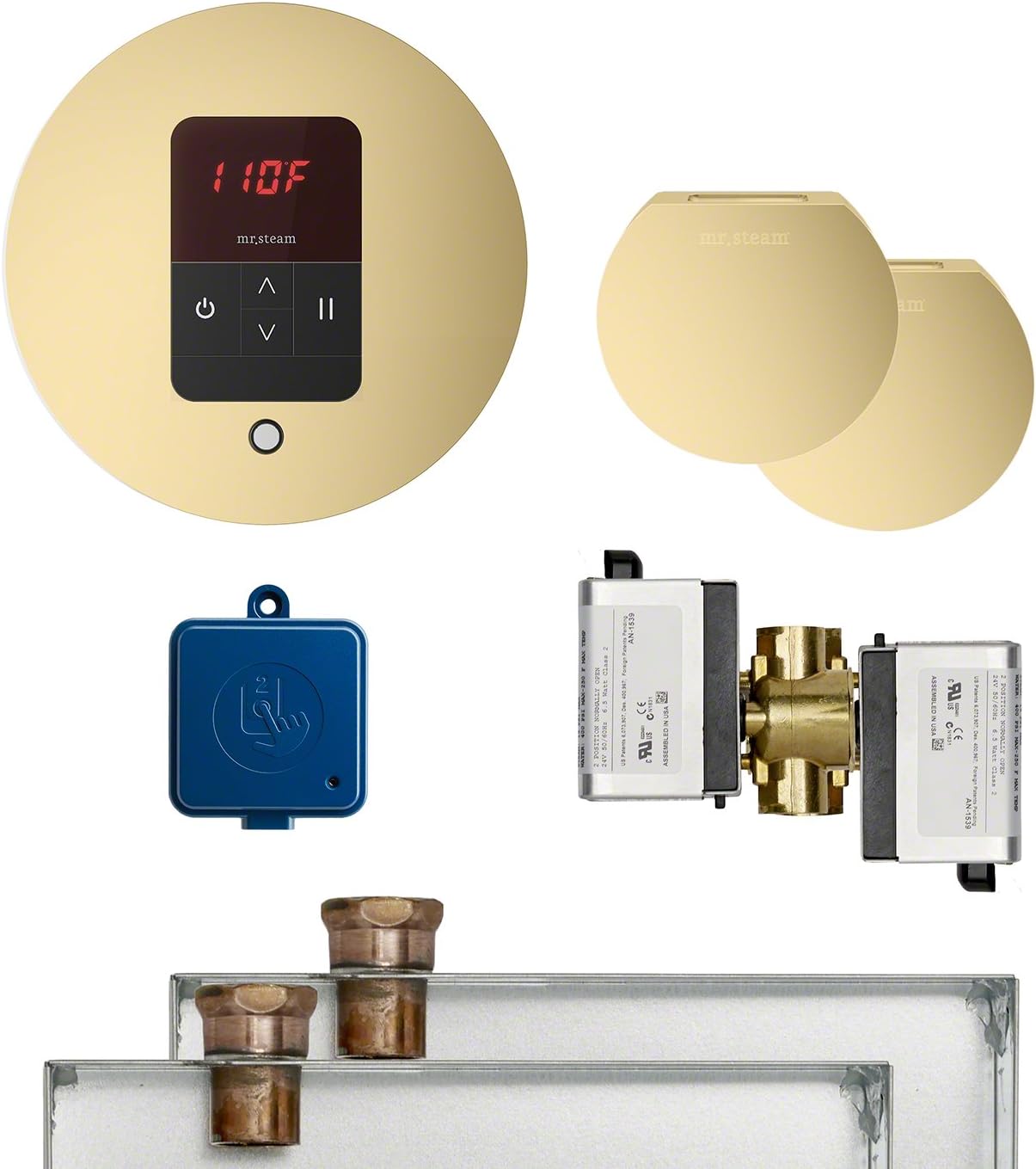 Mr Steam MSBUTLER2RD-SB Butler Package 2 Round, Steam Showers, Satin Brass