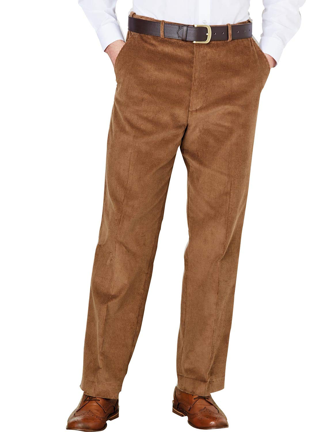 Jolliman Men's Beige Corduroy Trousers Pants Wide Leg Trousers Smart & Comfortable Cotton Trousers For 44 Waist / 27 Inside Leg