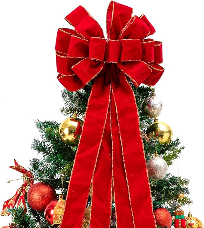 Christmas Tree Topper,Christmas Tree Bow Topper 48x13 Inches Large Toppers Gift Bow