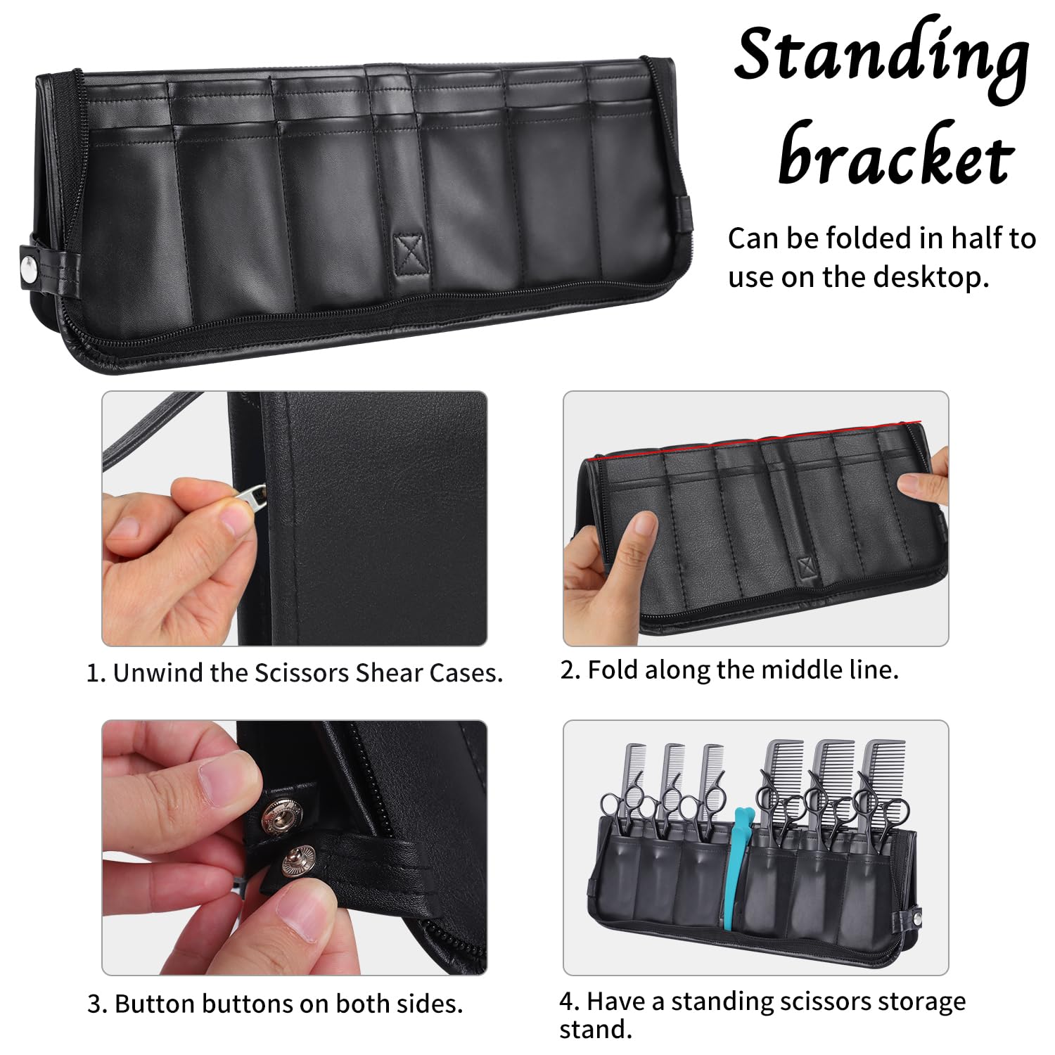ZIORS Hair Shear Scissors Bag Holder,Hair Stylist Scissor Holder Pouch Cases for Hairdressers,Scissor Cases for Hairstylists Foldable Comb and Scissors Holder Shear Case for Hairstylists