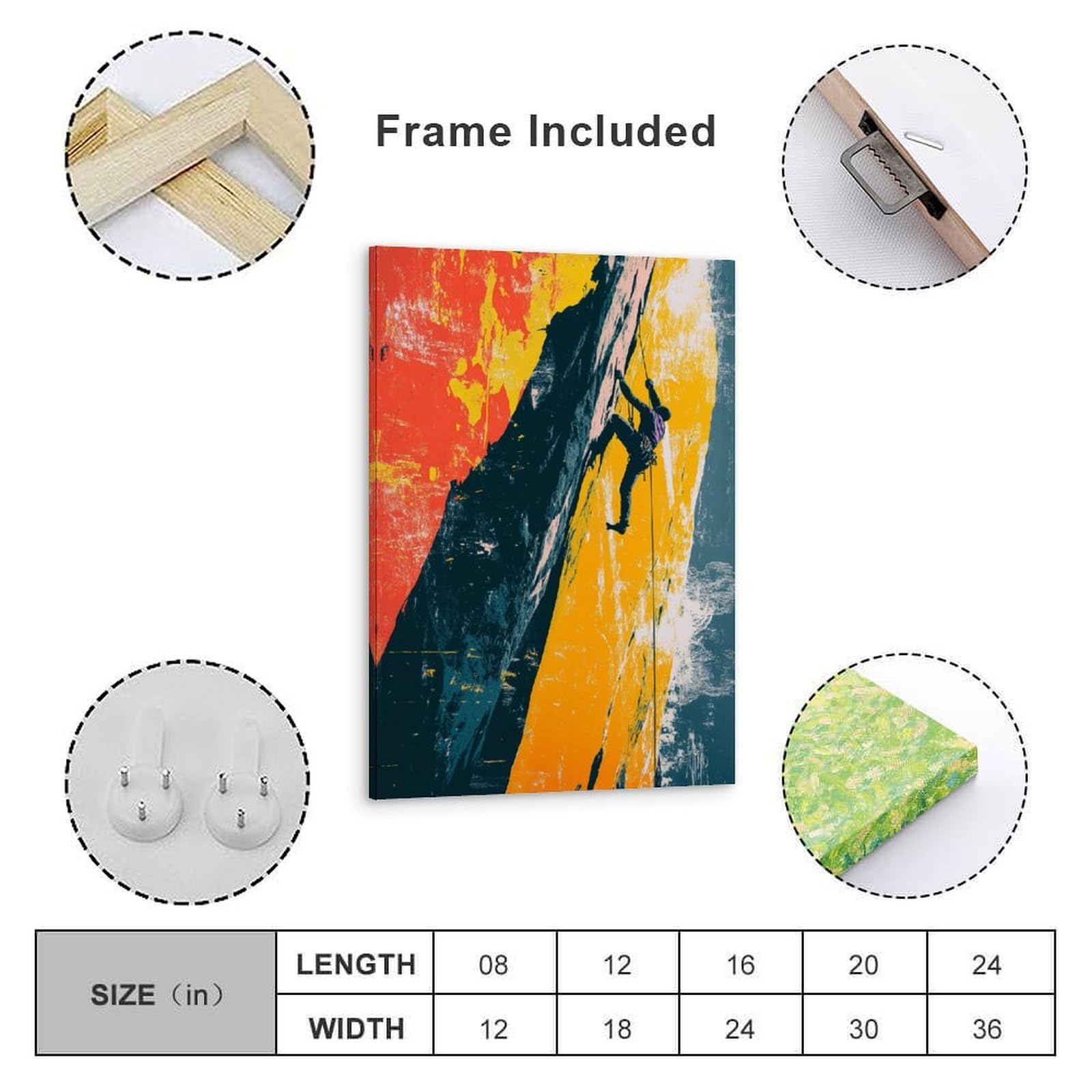 XHBKJA Minimalistischer Kunstdruck auf Leinwand, Pop-Art, Klettersport-Poster mit kräftigen Farben, moderne Familie für Wohnzimmer, Dekoration, Rahmen-Stil, 40 x 60 cm