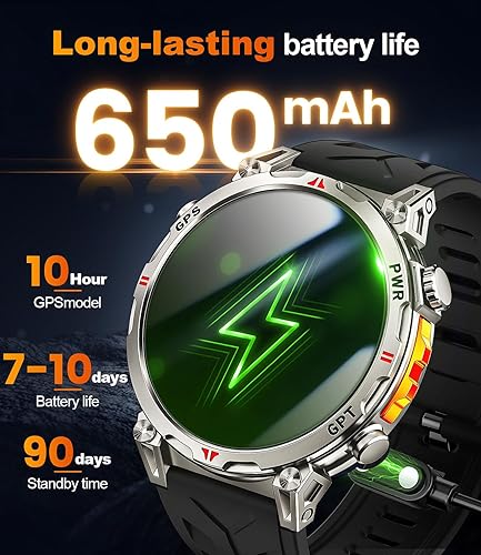 Miniatura 7 de Relojes inteligentes militares para hombres GPS, pantalla AMOLED de 1.56 pulgadas, llamada Bluetooth, reloj inteligente para teléfonos Android
