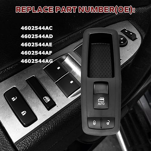 Miniatura 3 de LCWRGS 4602544AG Interruptor de elevalunas eléctrico del lado del pasajero compatible con Chrysler Town and Country 08-2012, Jeep Liberty, Dodge