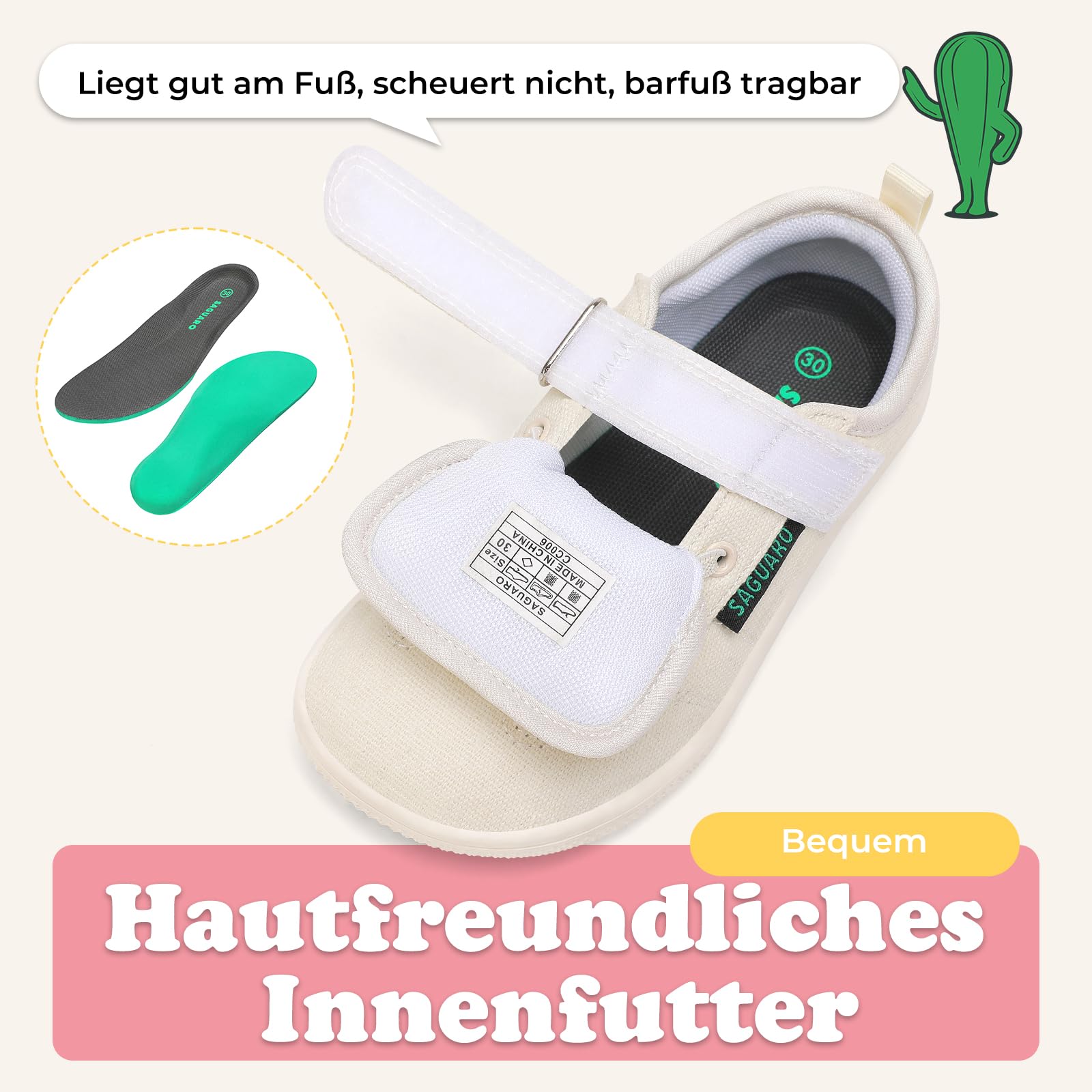 SAGUARO Barfußschuhe Mädchen rutschfeste Barfuß Hausschuhe mit Breite Zehenbox & Zero-Drop-Sohle,Gr.25-35