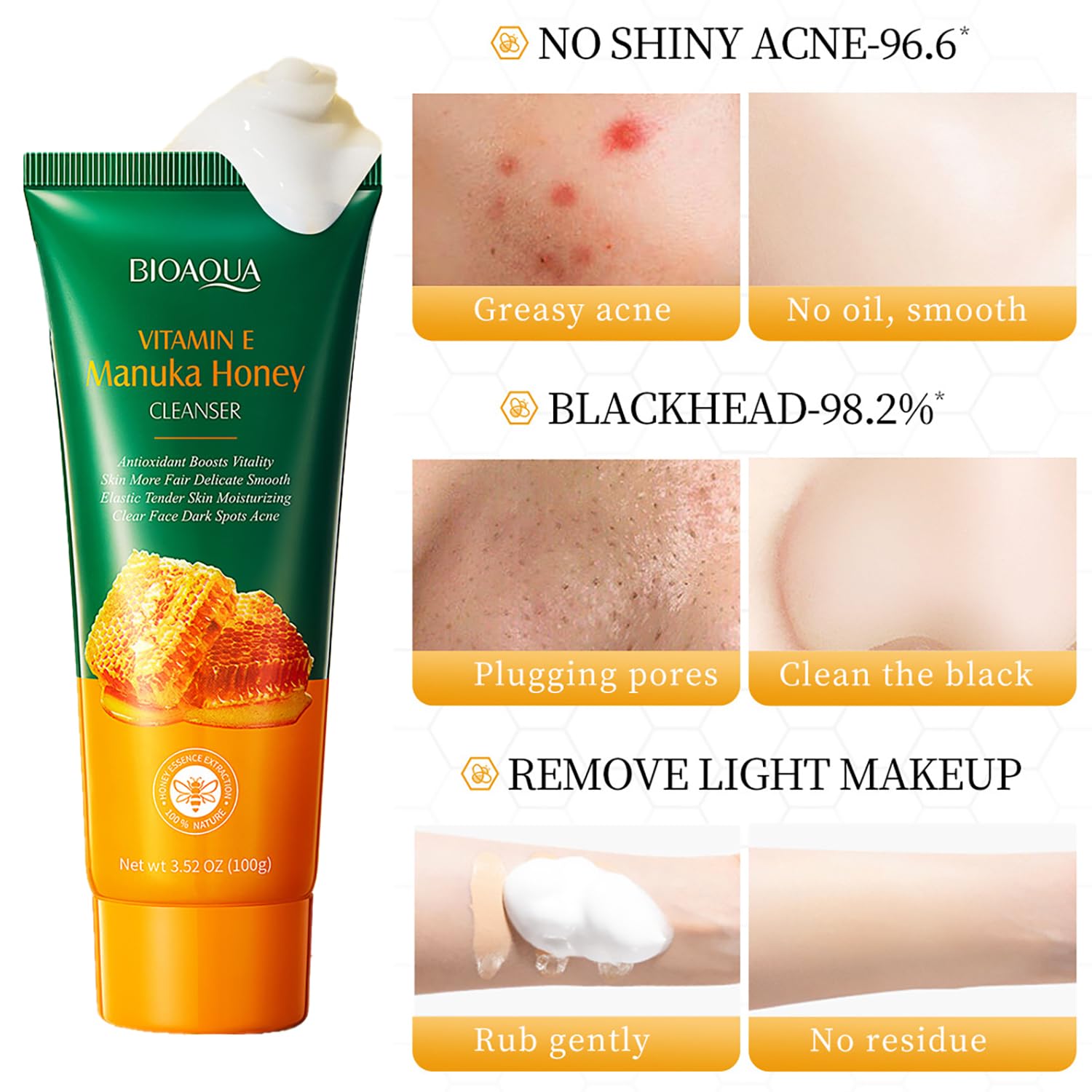 洗顔料 BIOQUA W CLEANSING FOAM Amazon.com: BIOAQUA Manuka Honey Facial Cleanser Vitamin E Deep