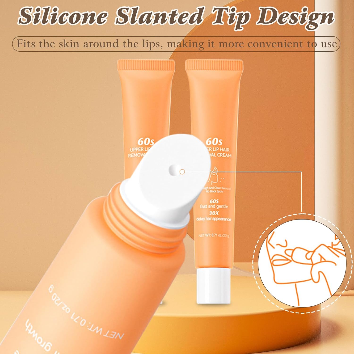 3PCS Facial Hair Remover Cream for Women, Gentle Fast-Acting Formula, Upper Lip Hair Removal Cream for Body Face Lips
