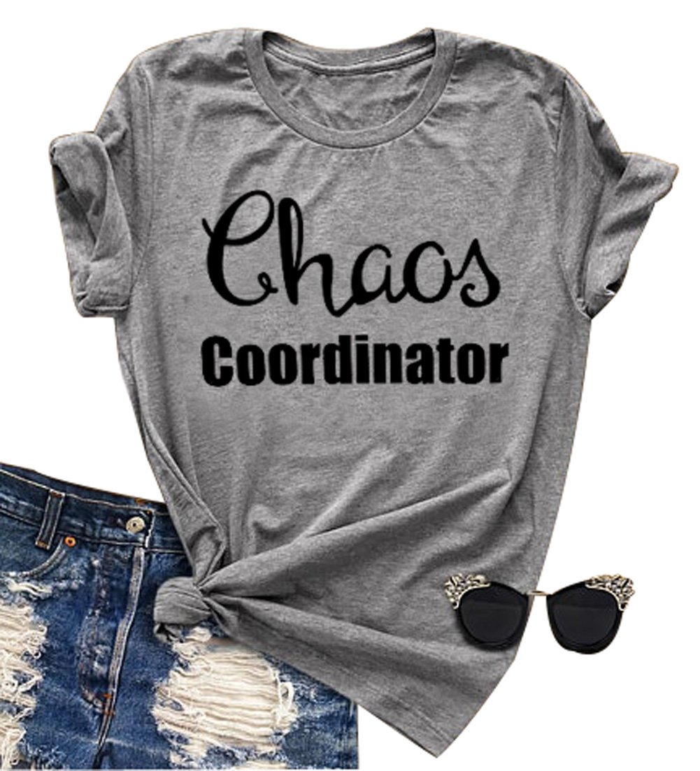 Women Chaos Coordinator Letter Printed T-Shirt Funny Short Sleeve Tops Tee Shirt