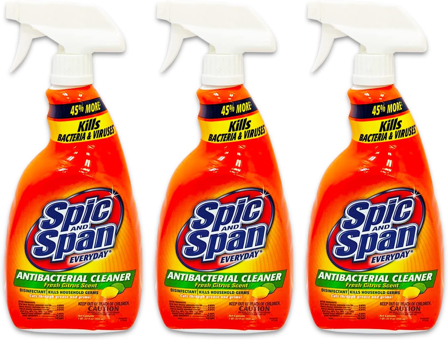 Highspirit & Span Cleaner 3 Pack - Bundle with 3 All Purpose Cleaner 22 oz Bottles for Everyday Cleaning (Citrus Cleaner Degreaser)